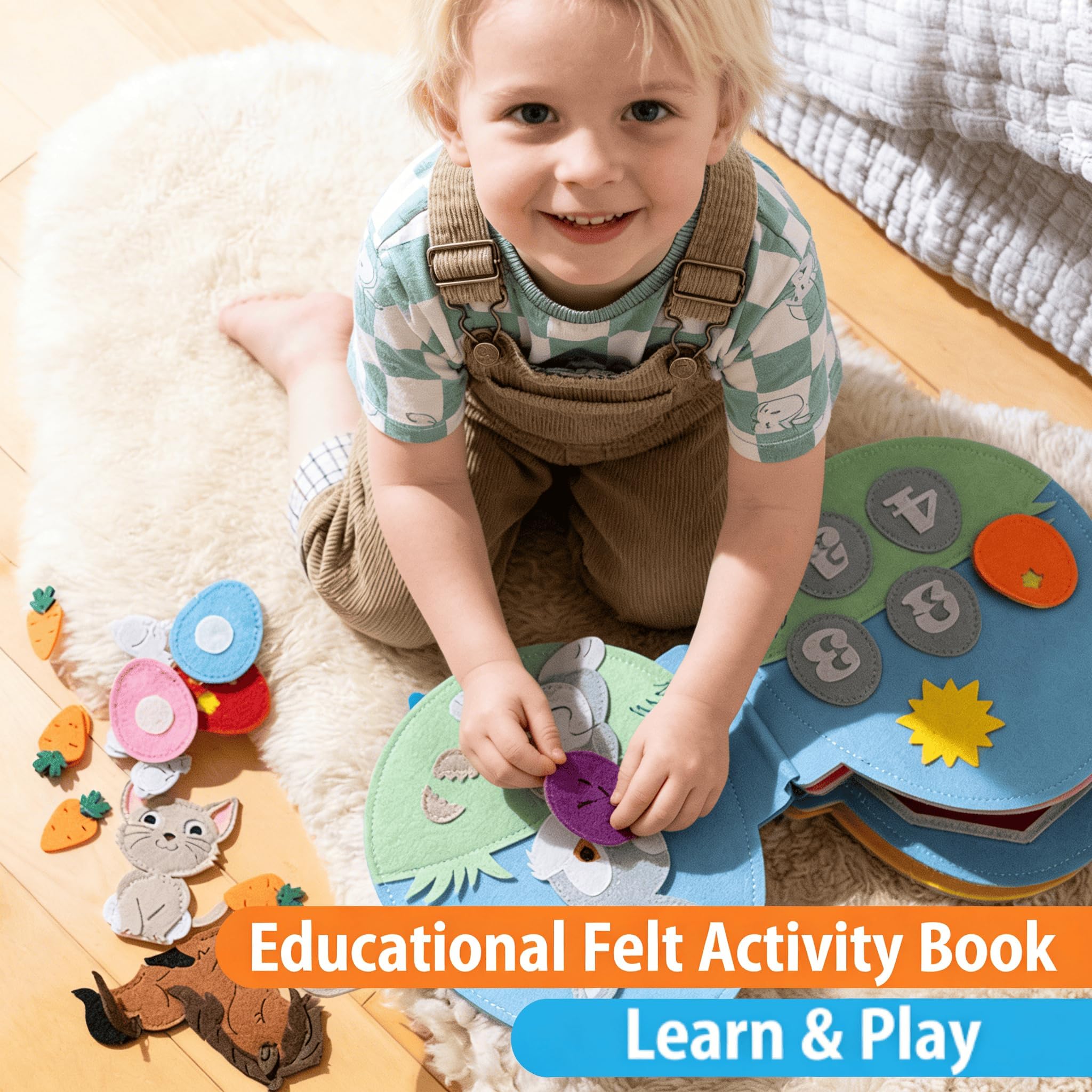 Książeczka z królikami Montessori, książka z naklejkami wielkanocnymi wielokrotnego użytku, łatwe do czyszczenia ręcznie robione dekoracje, zabawny motyw królika dla entuzjastów majsterkowania