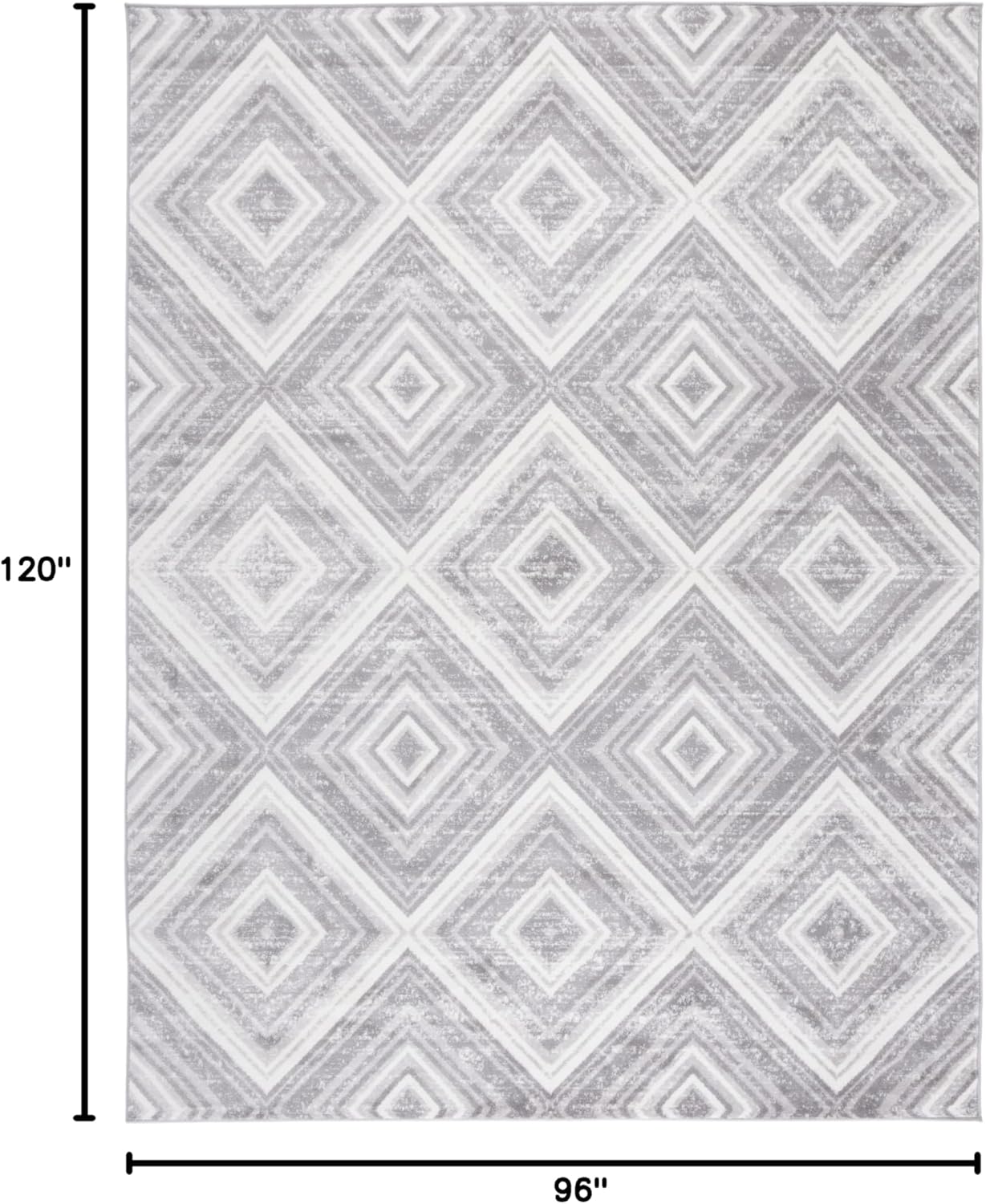 SAFAVIEH Skyler Collection 8' x 10' Grey/Ivory SKY120K Diamond Distressed Non-Shedding Living Room Bedroom Dining Home Office Area Rug