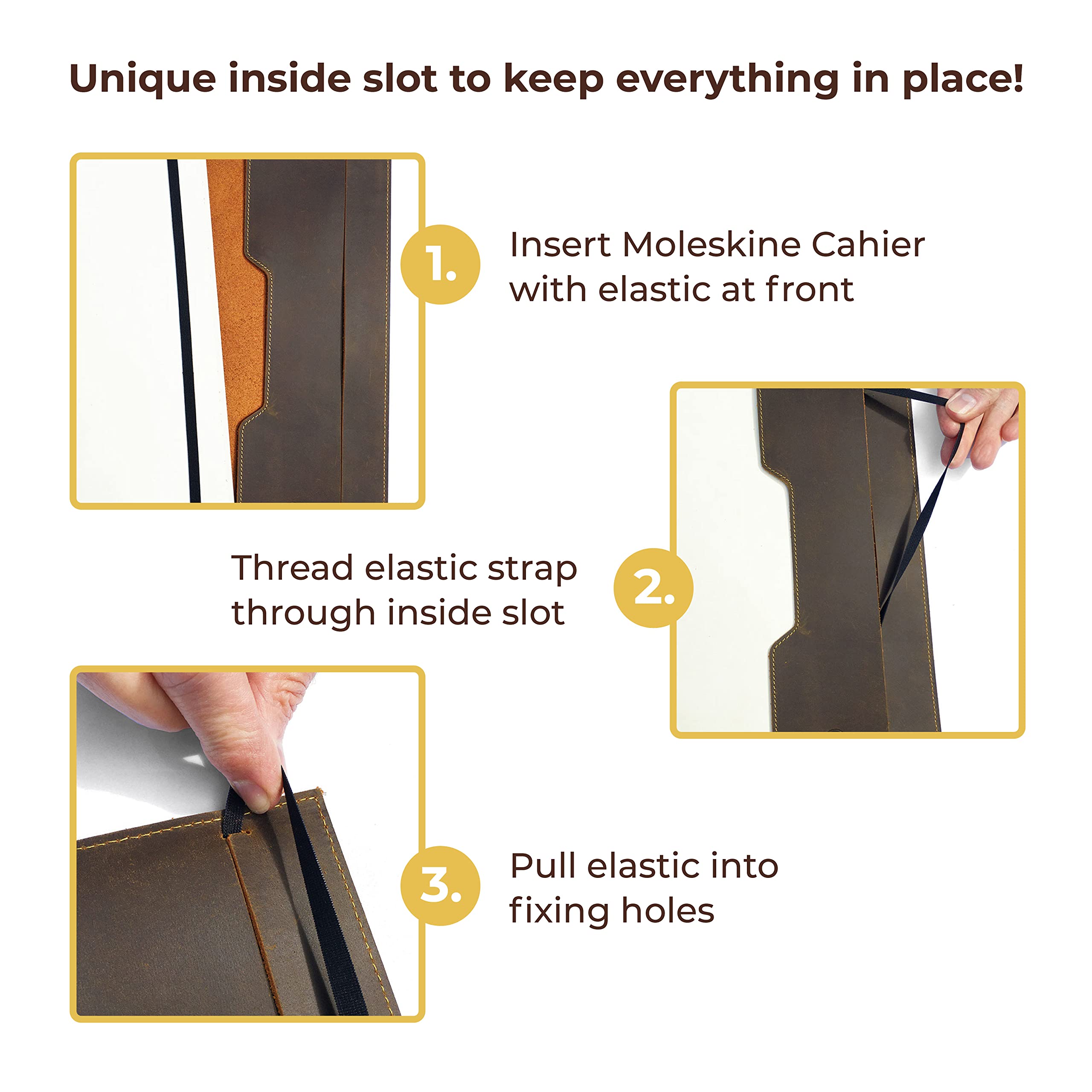 Custodia In Pelle Per Diario Per Moleskine Cahier XL (19x25cm) | Copertina Rustica Per Taccuino Fatto A Mano Per Uomini, Donne, Viaggiatori | Portaoggetti, Portapenne, Portapenne E Porta Carte