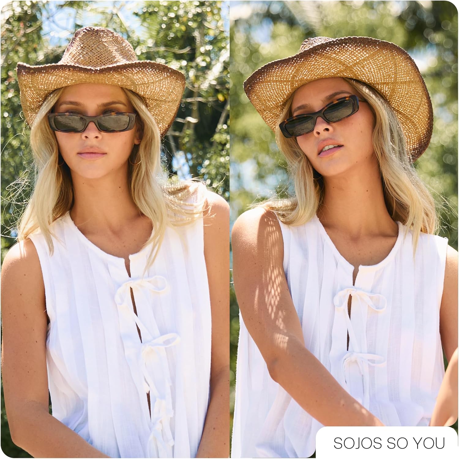 SOJOS Acetate Polarized Rectangle Sunglasses for Women Retro 90s Trendy Sun Glasses - Image 6