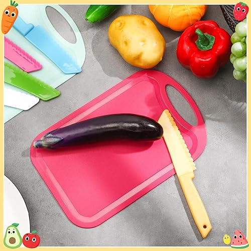 Miniatura 5 de Dandat Juego de 60 cuchillos para niños, cuchillo de plástico con tabla de cortar, cuchillos para niños pequeños, bordes dentados, tabla de cortar