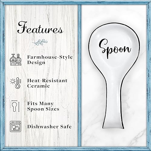 Miniatura 2 de Home Acre Designs - Reposacucharas para cocina de cerámica en color blanco y negro, decoración moderna de primer nivel, estilo granja
