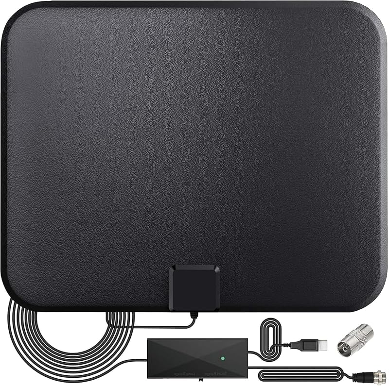 TV Antenna for Smart TV Indoor, TV Antenna for Local Channels,Support 4K 1080p with Signal Booster, 18FT Coax HDTV Cable (Black)