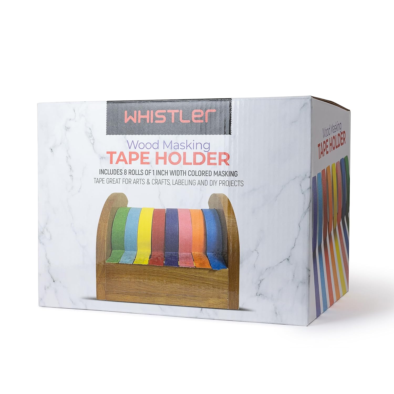 WHISTLER Wood Arts & Crafts Tape Holder + 8 Large Rolls of Colored Masking Tape