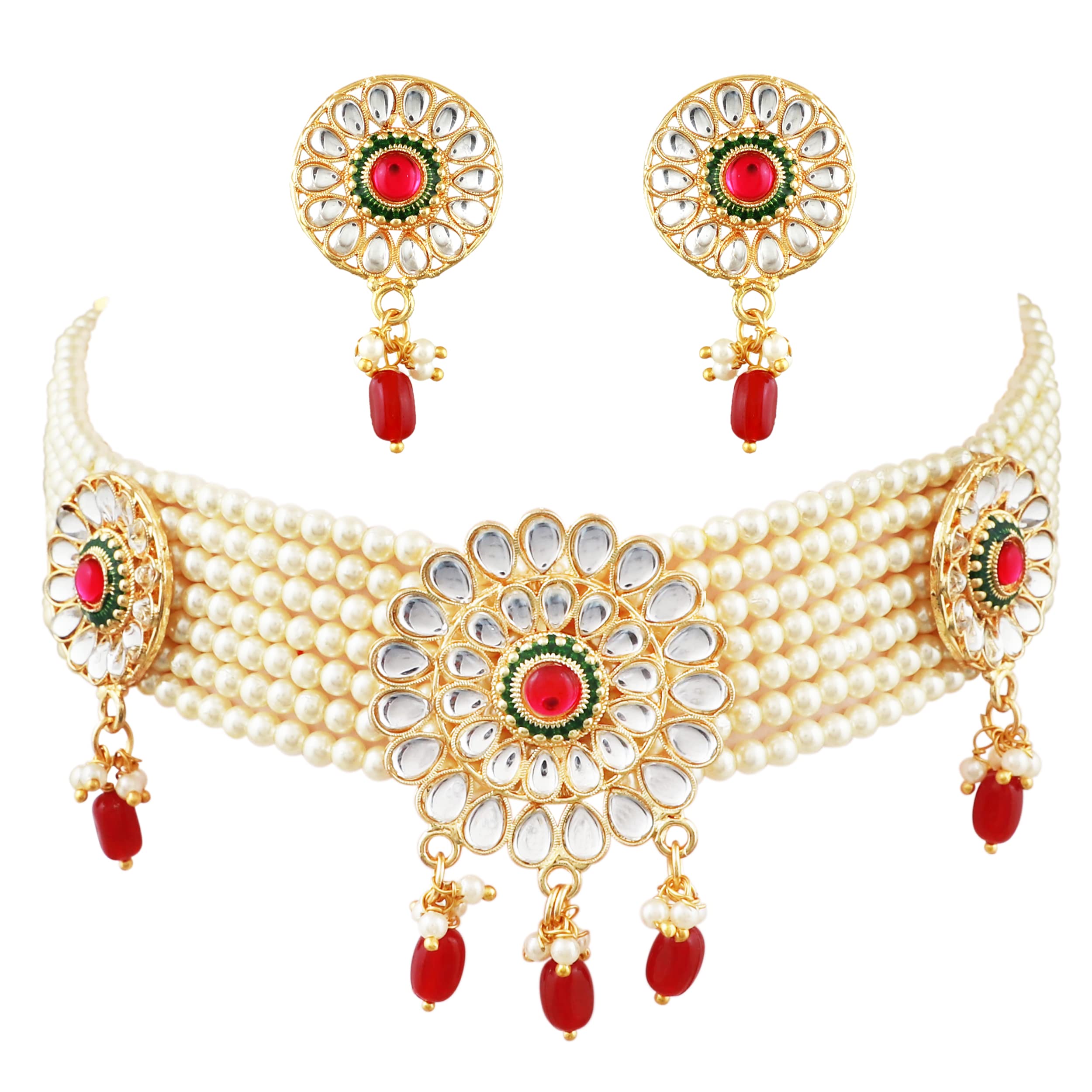 Mansiyaorange Multi Color Pearl AD Kundan Choker Necklace Jewelery set/Imitation/Jualry/Jwellry Set/Jewellery Set For Women (B0B1DYR3BN) Amazon Price History, Amazon Price Tracker