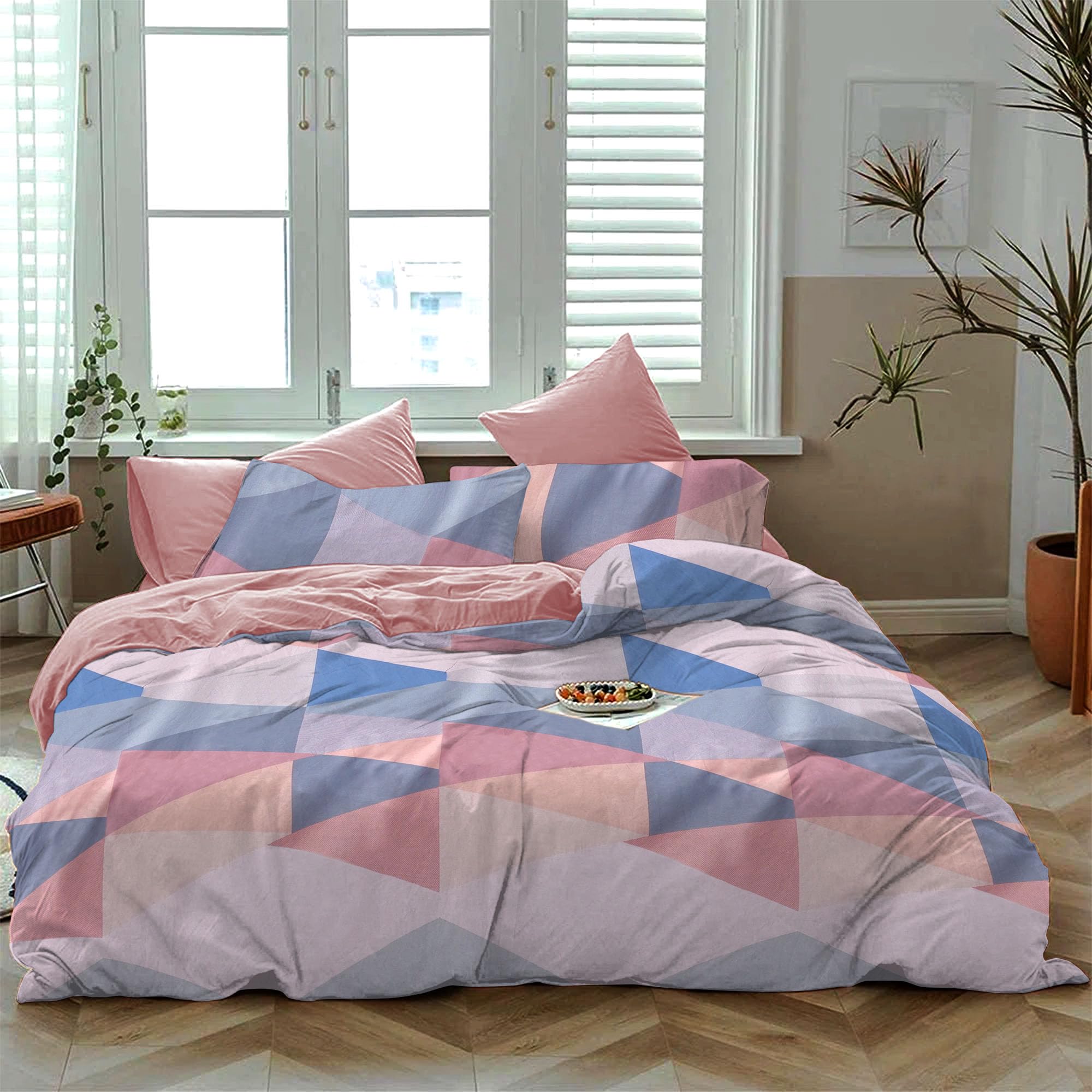 Generic Warp and Weft - Luxurious Bedding Collection: King Size Cotton Bed sheets, Floral Designs, and Cozy cotton bedsheets for King Size Beds - Tri colors (250x270 CM)