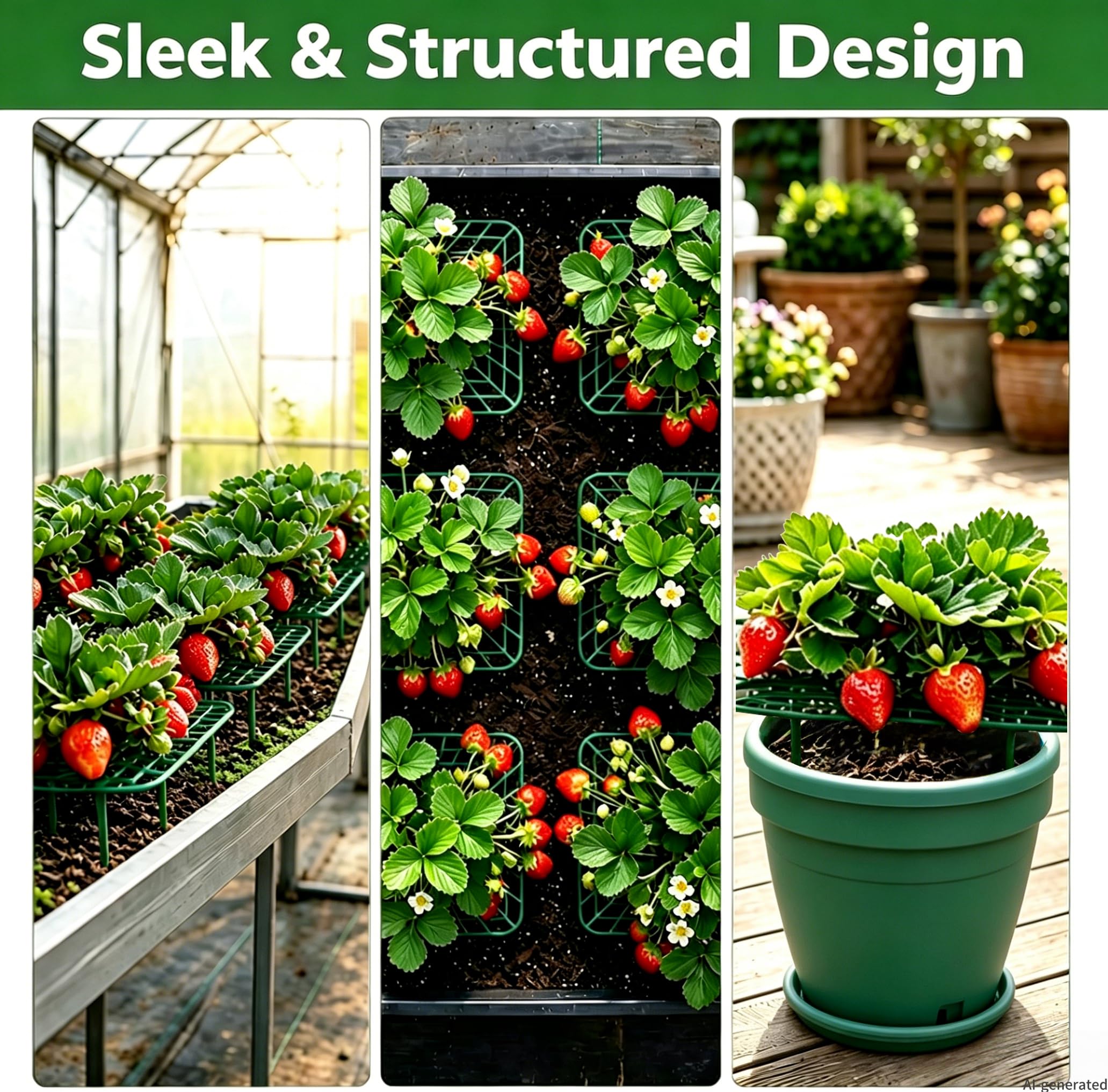 Paquete de 10 soportes de plástico para plantas de fresa, marcos estilo alambre de jardín para camas elevadas y macetas, soportes ligeros para plantas de flores y verduras, jardinería al aire