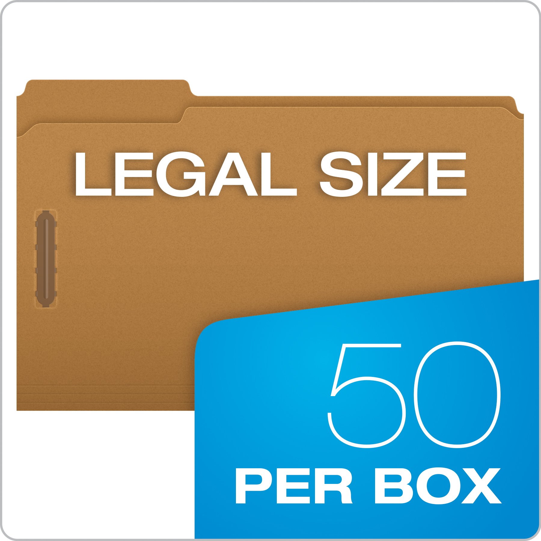 Pendaflex FK312 Kraft - Carpeta clasificadora de 2 cierres con pestañas de corte 1/3, LGL, 50 por caja