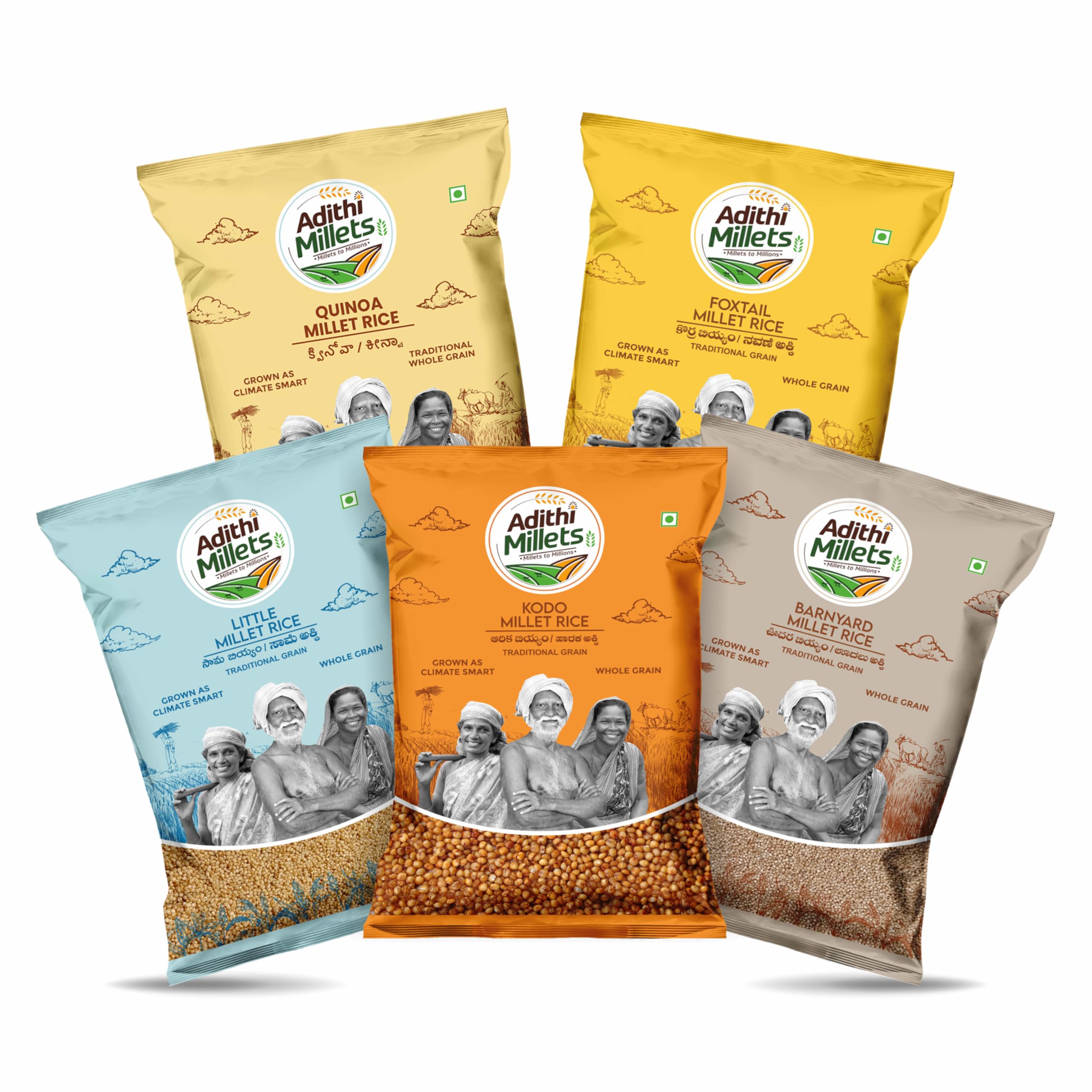 Adithi Millets Combo 1.25kg | Unpolished Millet Rice Mix – Quinoa, Foxtail, Little, Barnyard & Kodo | Gluten Free | Low GI Rice Alternative | 5 x 250g-image-38