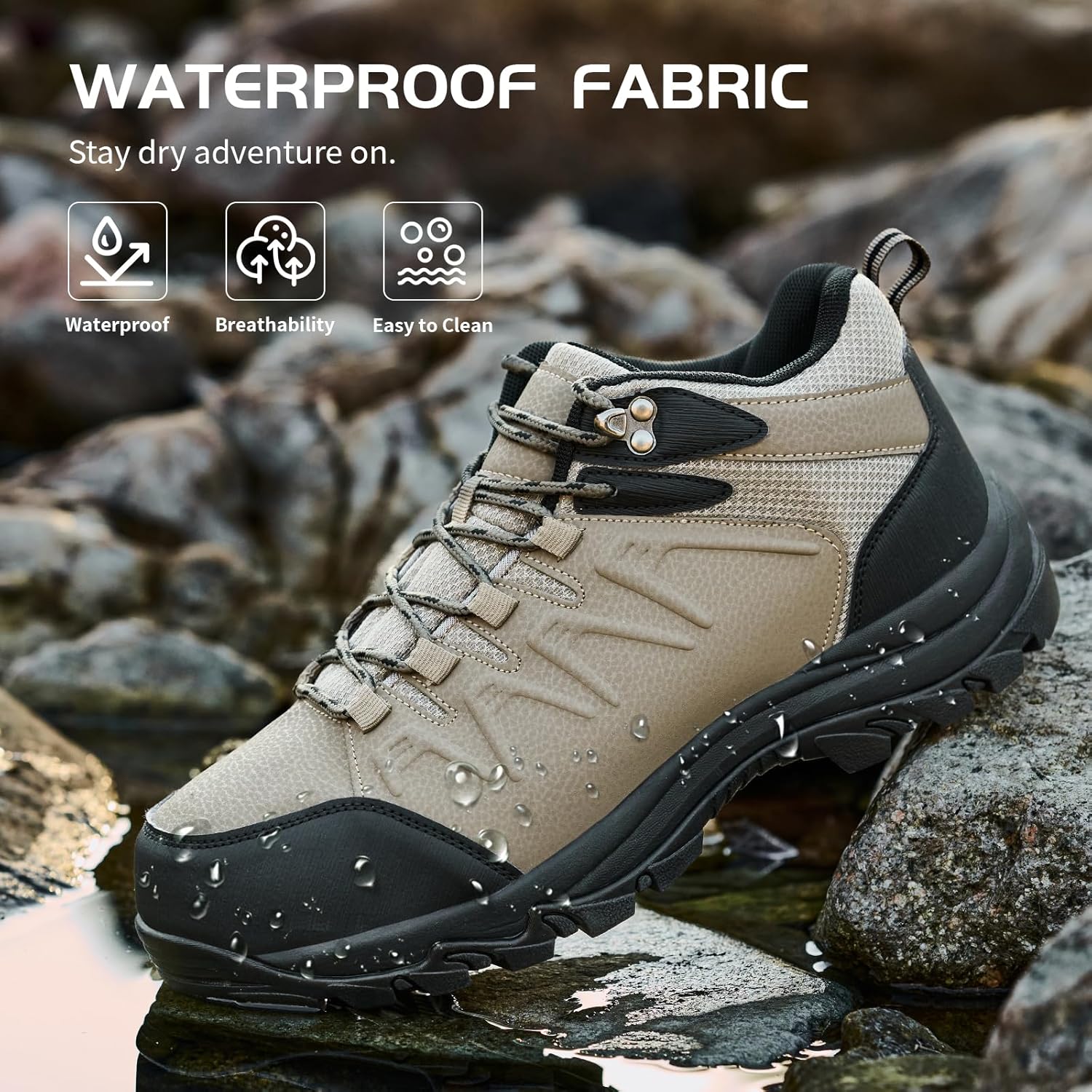 MENYBAN Waterproof Hiking Shoes Men Non-Slip Grip Ankle Support, Fashion Sneakers Tennis Walking Shoes Durable Comfort for Trekking, Trail Running, and Outdoor Adventures - Image 3