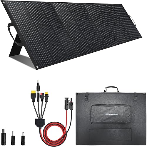 400W Portable Solar Panel for Power Station Generator,400 Watt Foldable Solar Panel Charger with MC4 Output,3-in-1 DC Connector,23.5% High Efficiency for Outdoor Camping RV Travel (400W)