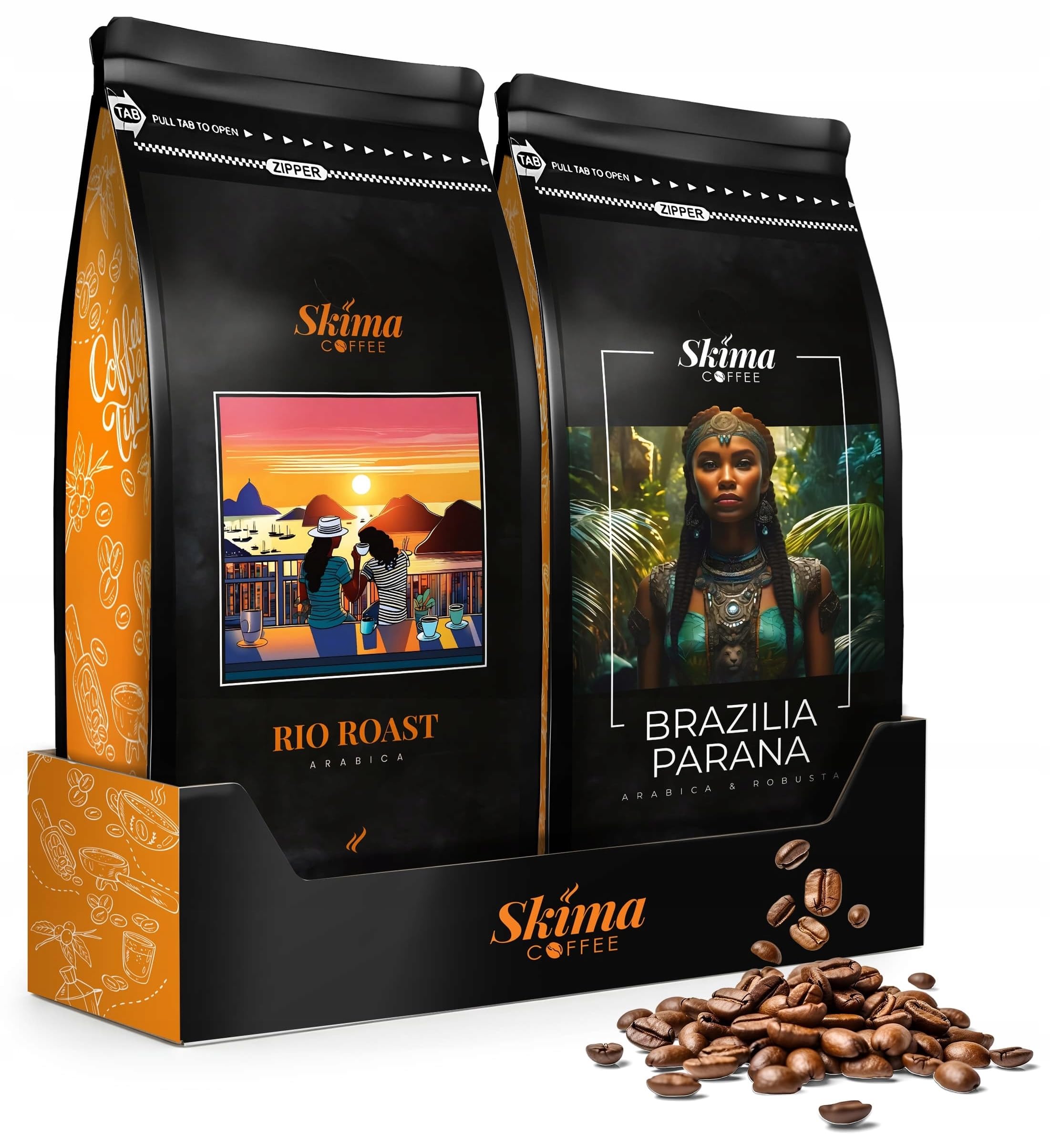 SkimaCoffee Café en grano 2 x 1 kg BRASIL PARANÁ/RIO ROAST recién tostado