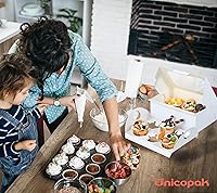 Vista 6 de UnicoPak Paquete de 20 cajas blancas para magdalenas con bandeja de asa, cajas grandes para magdalenas de 4 pulgadas de alto para 6 cupcakes, cajas