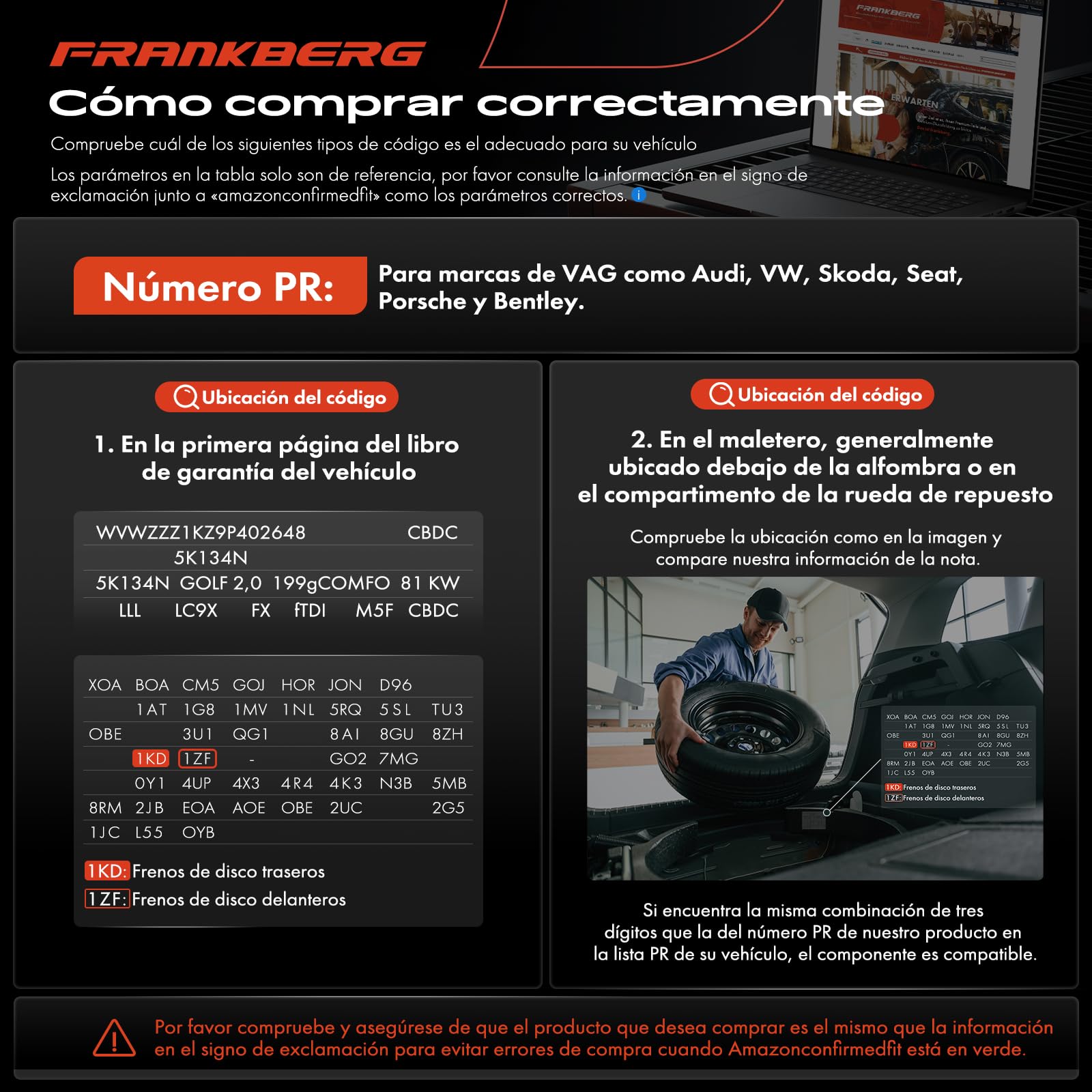 Frankberg 2x Pinza de freno Delantero izquierdo derecho alumin.io Compatible con A5 8T3 A5 cabrio 8F7 A5 Sportback 8TA Replace# 8T0615124C