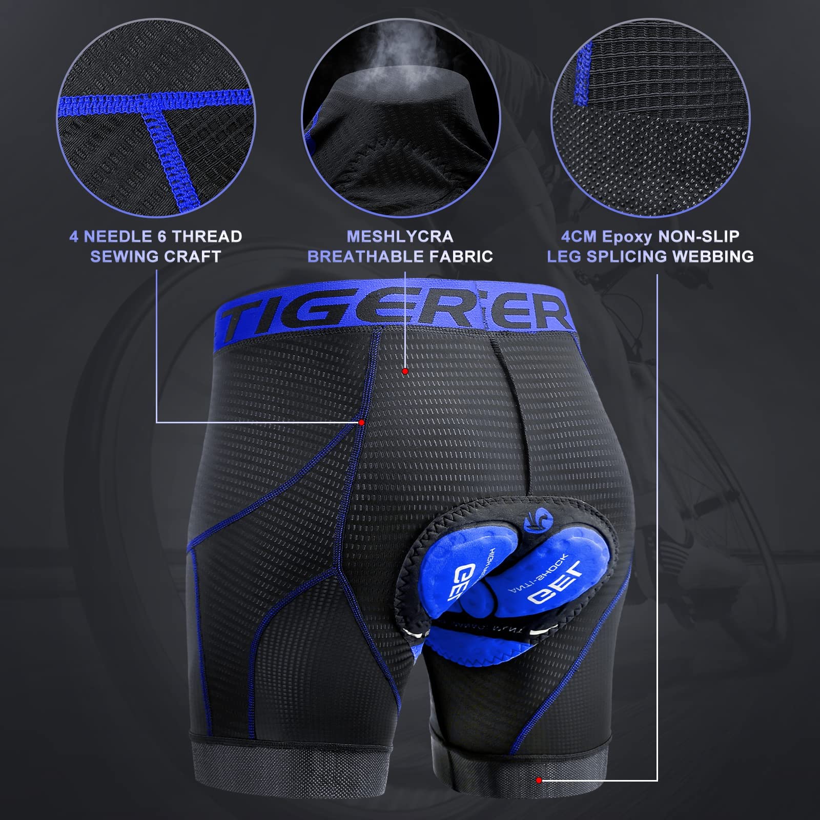 X-TIGER Ciclismo Uomo 5D Gel Imbottito Boxer Traspirante Biancheria Intimo Mutande Pantaloncini da Ciclismo Bici