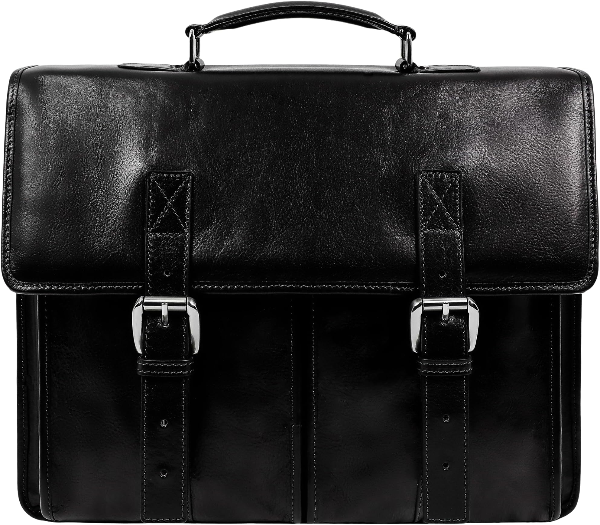 Time Resistance Leather Briefcase for Men Handcrafted in Italy Full Grain Messenger Bag for Laptop