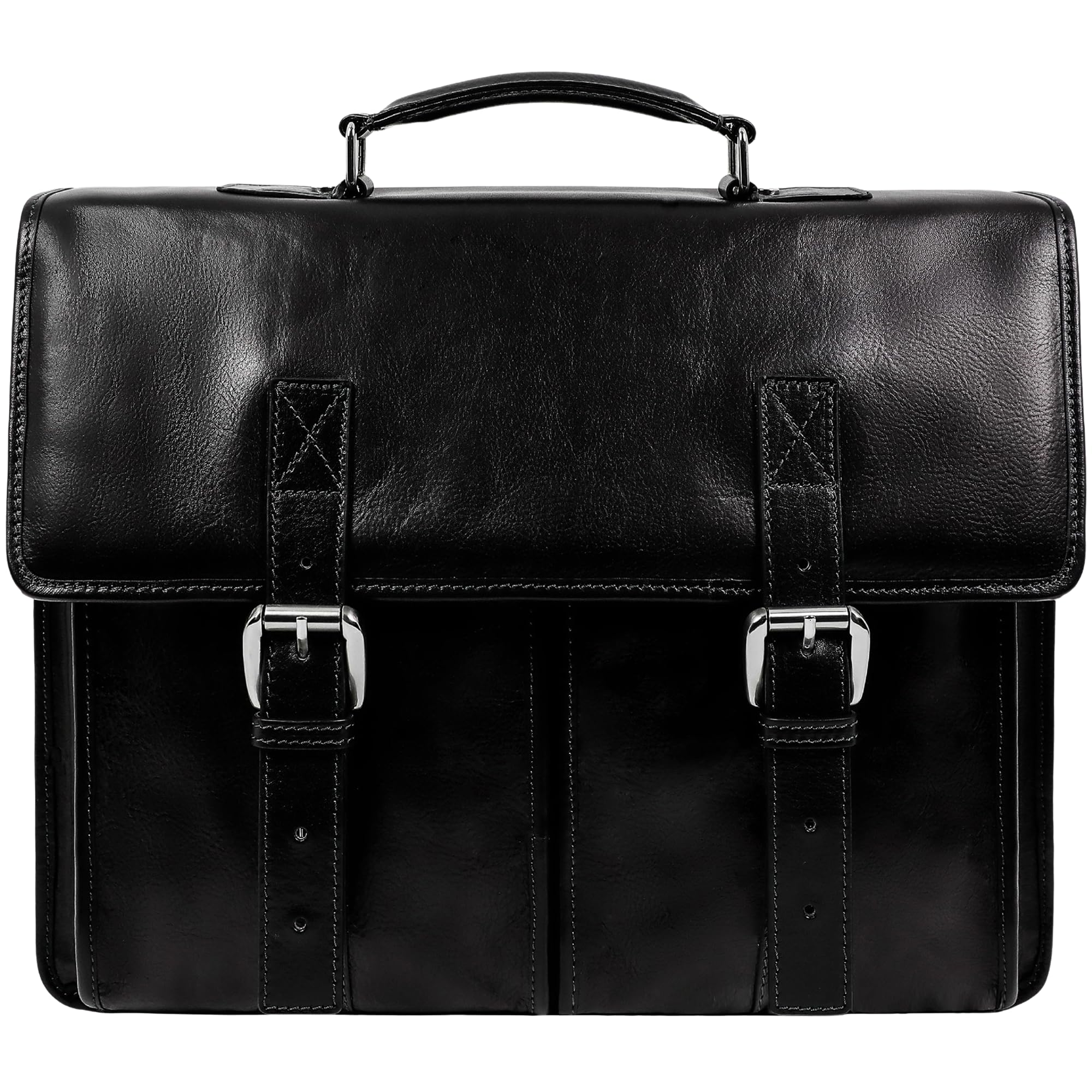 Time Resistance Leather Briefcase for Men Handcrafted in Italy Full Grain Messenger Bag for Laptop