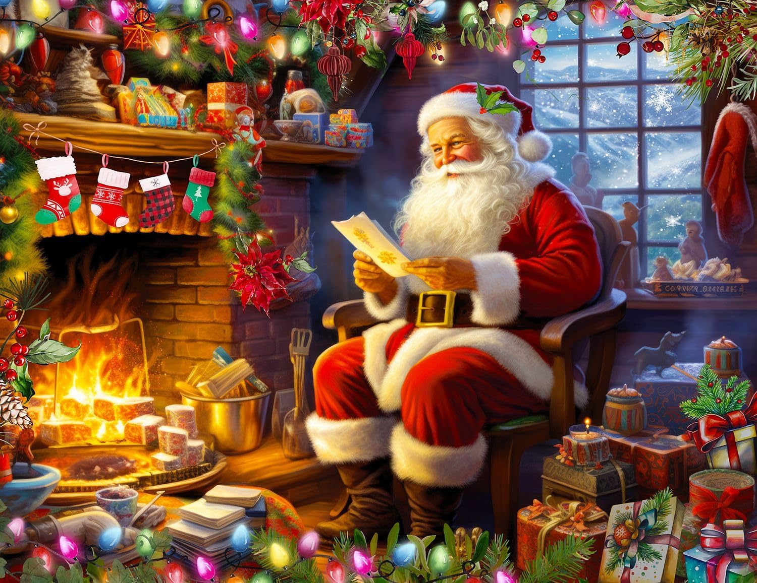 Springbok 1000 Piece Puzzles for Adults - Set of 2 New Christmas Jigsaw Puzzles - Santa's Workshop and Naughty or Nice