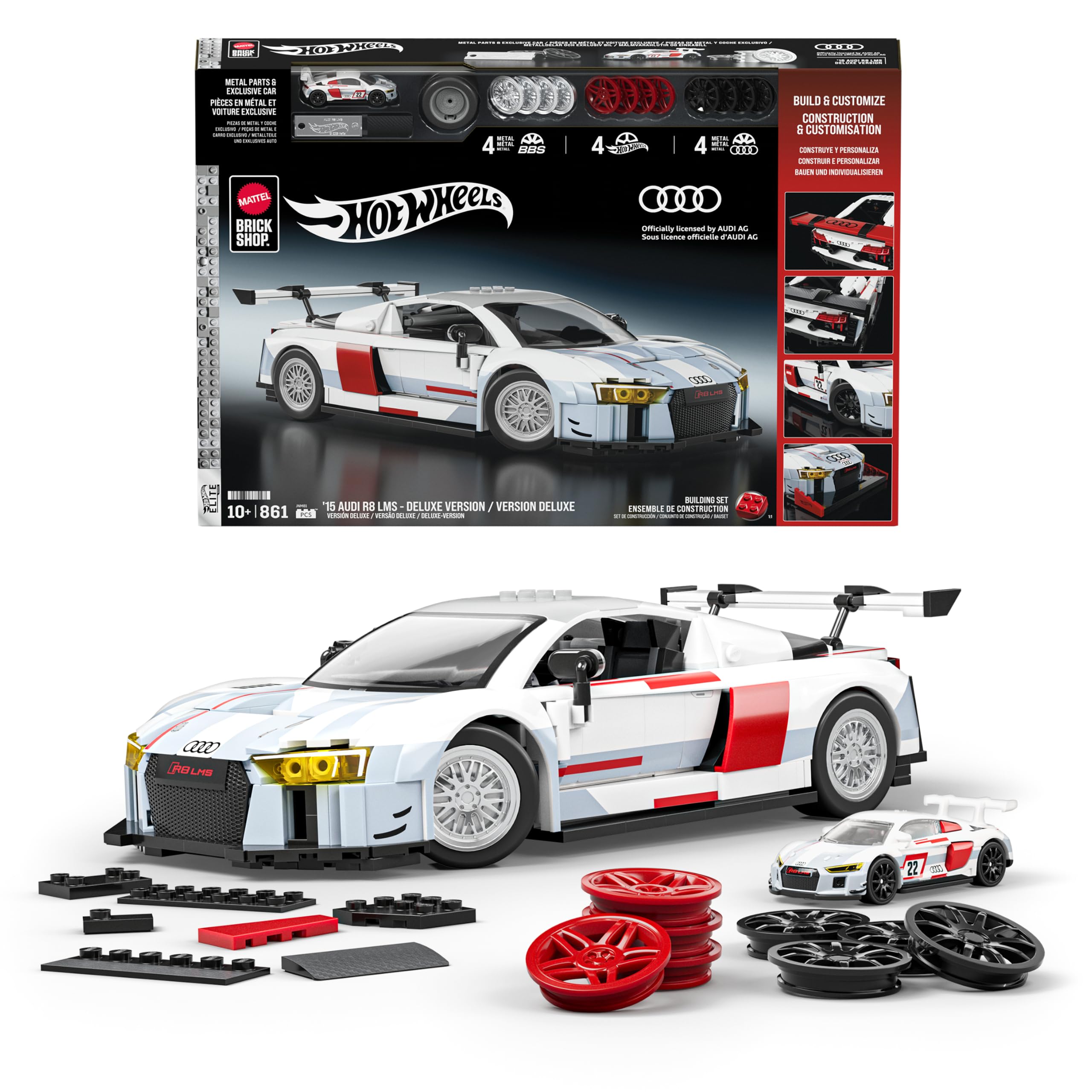 Mattel Brick Shop Hot Wheels '15 Audi R8 LMS Deluxe Version