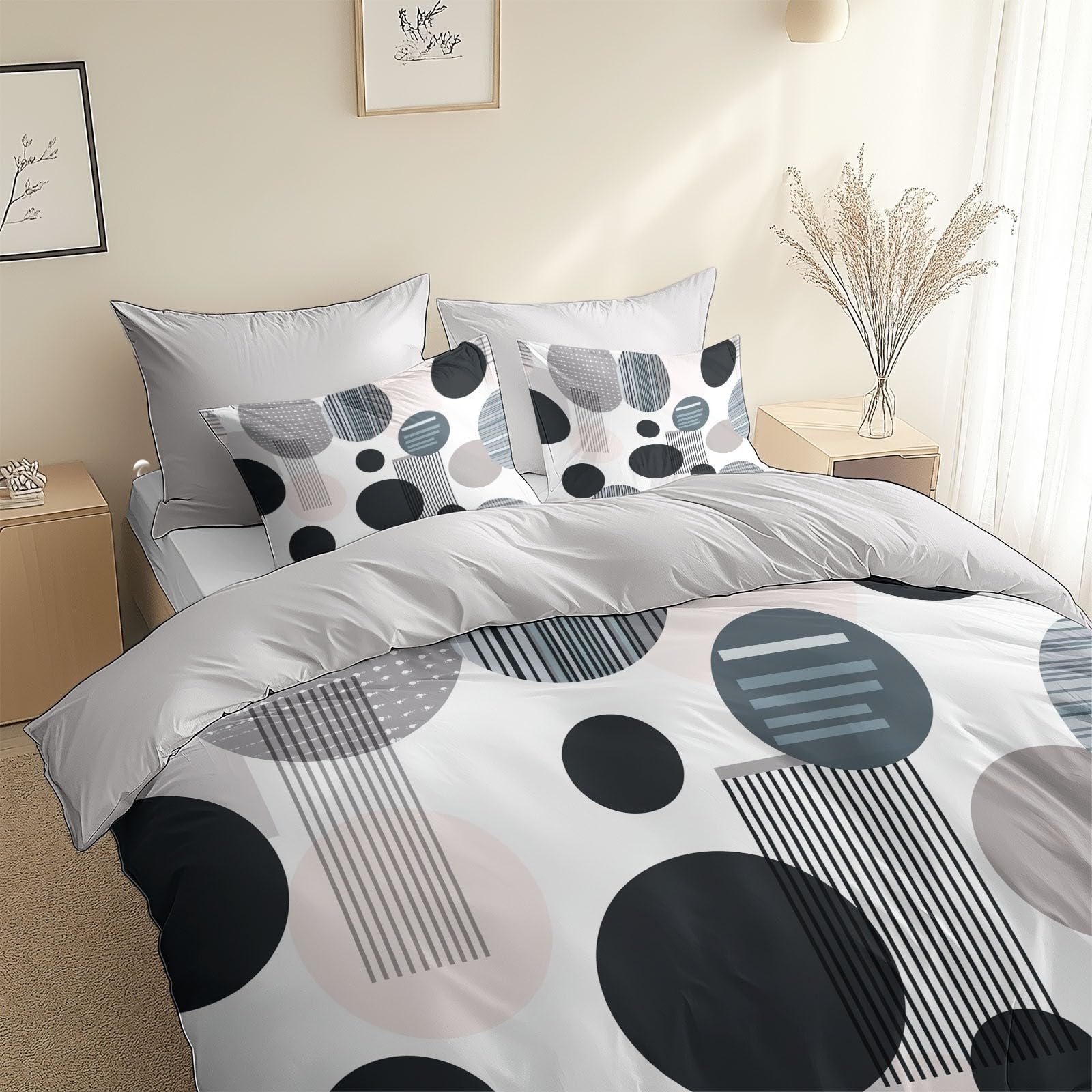 Housse de couette 140x200 ensemble de literie coton polyester motif abstrait