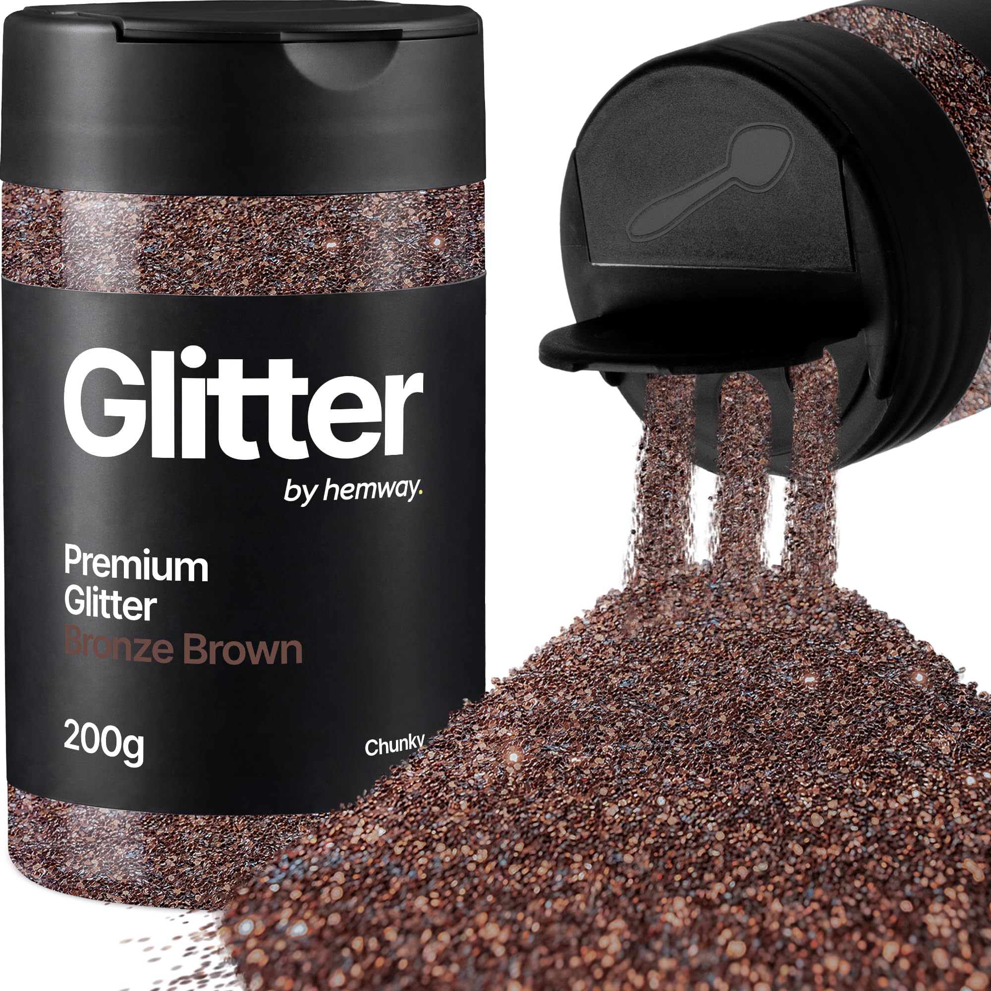 Hemway Bronze Brown Glitter Shaker, 200g Chunky Glitter for Crafts Metallic Flake Sequins for Resin & Epoxy Crafts for Decorating, Halloween, Christmas, Nail, Face, Art