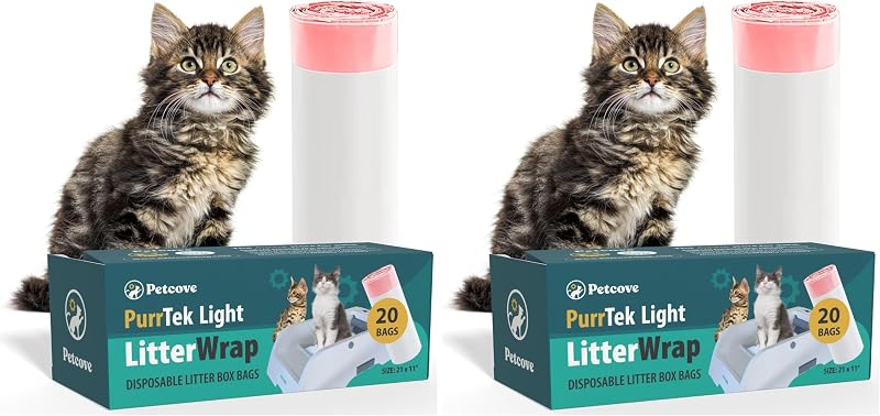 Forros para Caixa de Areia para Gatos PetCove LitterWrap com Cordão, Plástico Reforçado, Branco, 40 Unidades