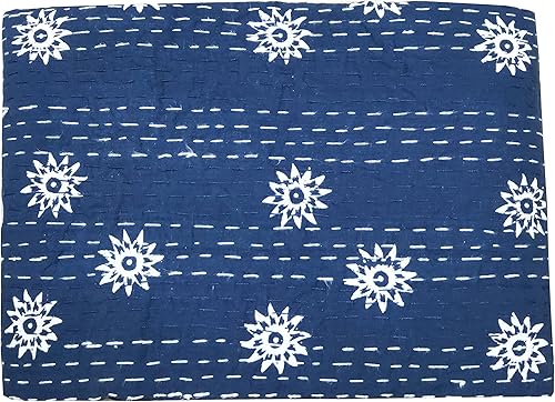 Miniatura 3 de Colcha Kantha con estampado floral a mano, colcha Kantha de algodón, colcha Kantha tamaño individualqueen, manta Kantha hecha a mano, manta Kantha