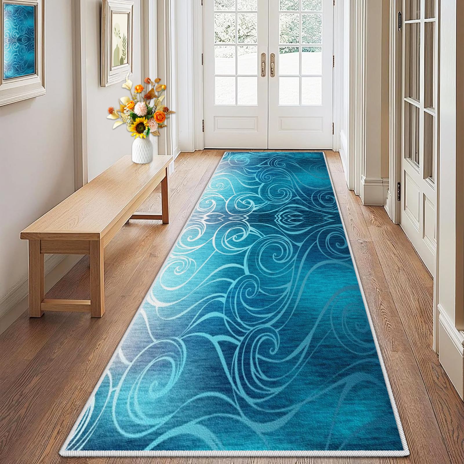 Dywanik kuchenny nadaje się do prania, antypoślizgowy dywanik do kuchni, 100 x 400 cm, mata zatrzymująca brud, dywan na korytarz, chodnik kuchenny, chłonny dywanik do wnętrz, salonu, korytarza
