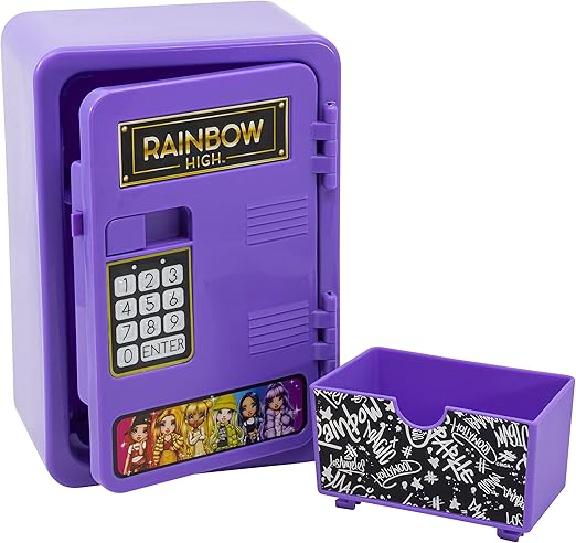 eKids Rainbow High Piggy Bank for Girls, Mini Locker with Digital Keypad for Fans of Rainbow High Toys