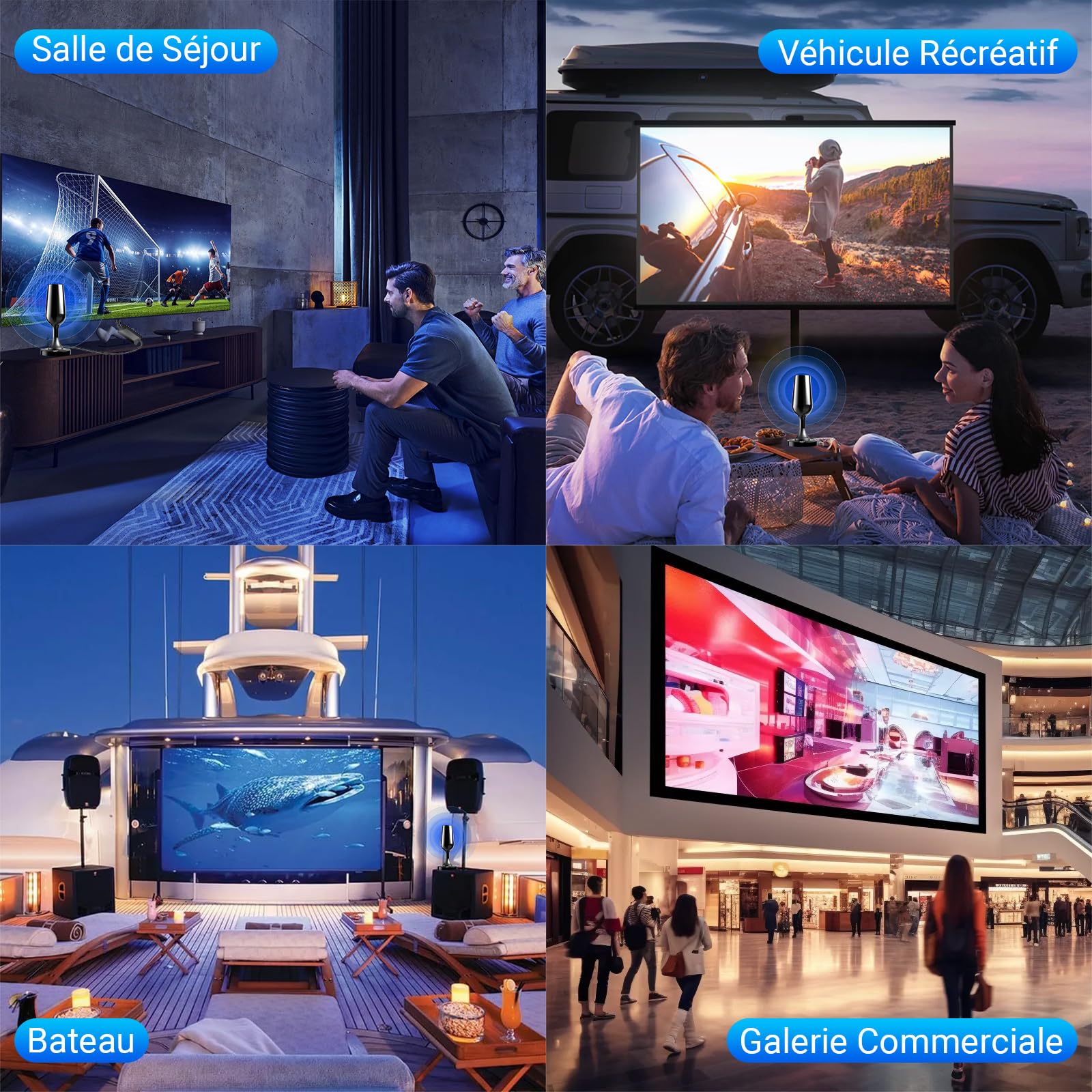 Antenne TV Intérieure Puissante TNT HD, 2026 Le Plus récent Antenne TV Intérieur avec Amplificateur de Signal à Gain Élevé, Réception Longue Portée à 360° avec Base Magnétique