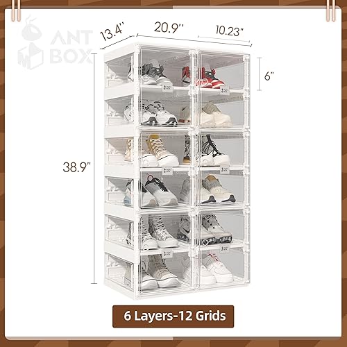 Miniatura 3 de ANTBOX Zapatero plegable, organizador de zapatos para armario, caja de almacenamiento de zapatos de plástico que ahorra espacio para la entrada,