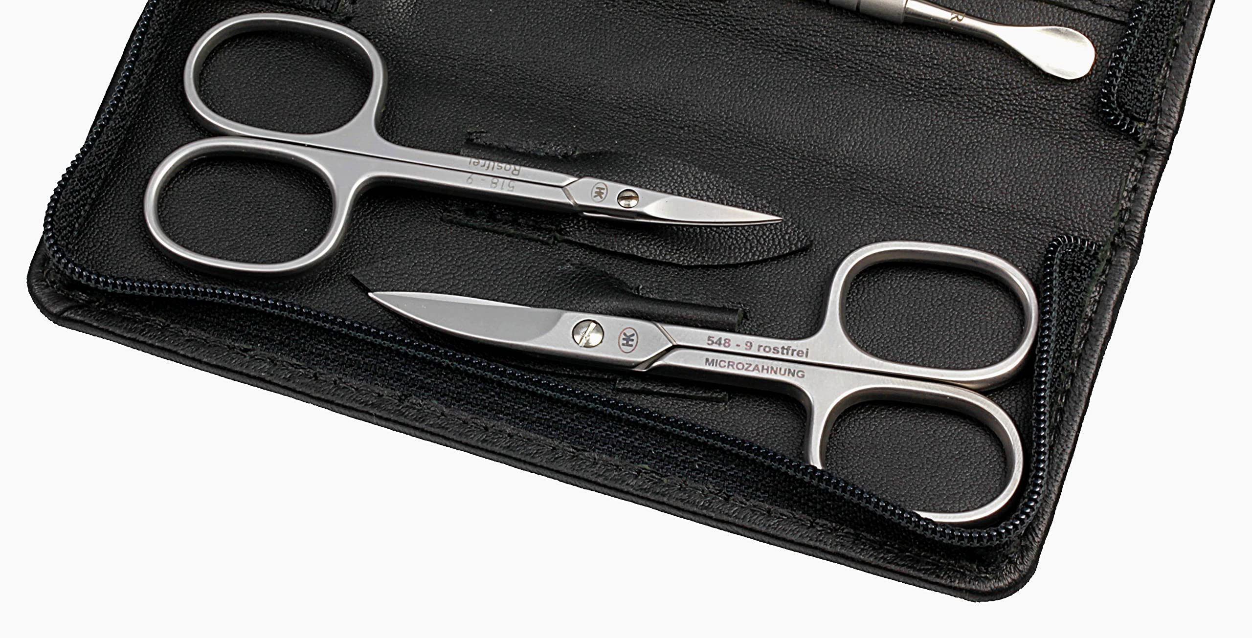 by Hans Kniebes - 5-tlg. Maniküre-Set - Nagelschere, Hautschere, Pinzette, Feile, Hautdrücker/-messer - schwarz