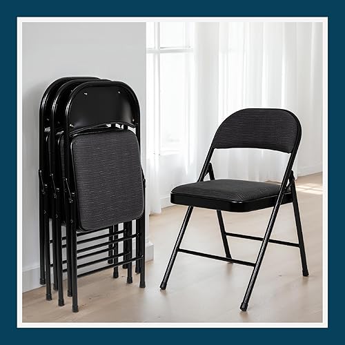 Miniatura 23 de OEF Furnishings OEF970 Series - Sillas plegables acolchadas de tela de alta calidad, asiento y respaldo acolchados cómodos para salas de Marrón