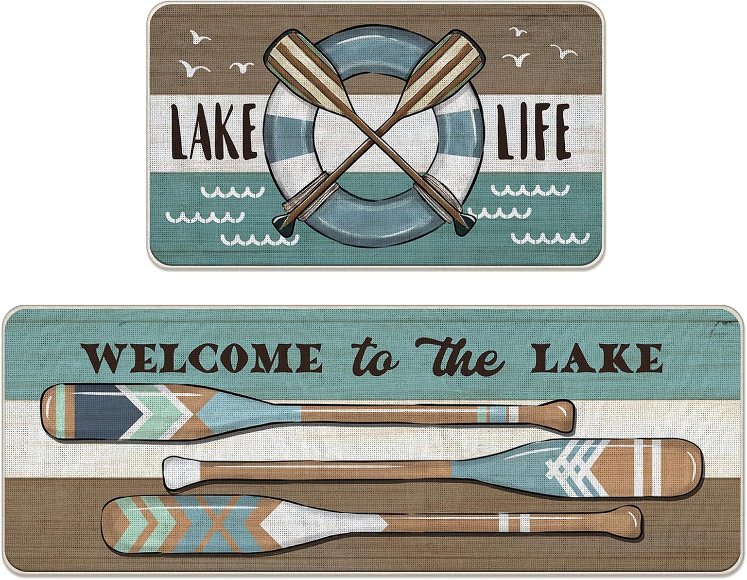 Amazon.com: Tailus Lake Life Spring Summer Boat Paddle Kitchen Rugs Set ...