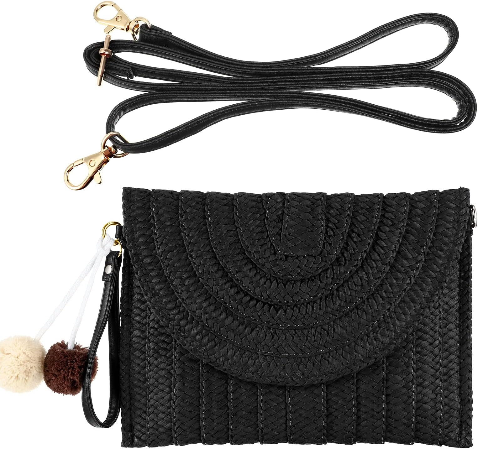 Straw Shoulder Bag Women Straw Clutch Crossbody Wallet