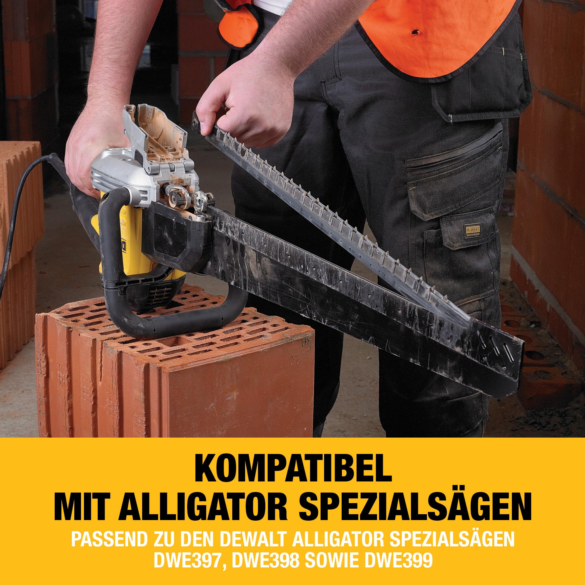 DEWALT Alligator HM Spezialsägeblatt 2-teilig, 430 mm, für Hochlochziegel bis 12 N/mm², passend für Alligator Sägen, DT1974-QZ