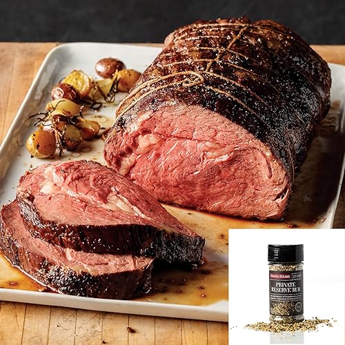 Omaha Steaks 4 libras. Asado de costilla sin hueso + condimento (corazón sin hueso de Prime Rib Roast y Private Reserve Rub)