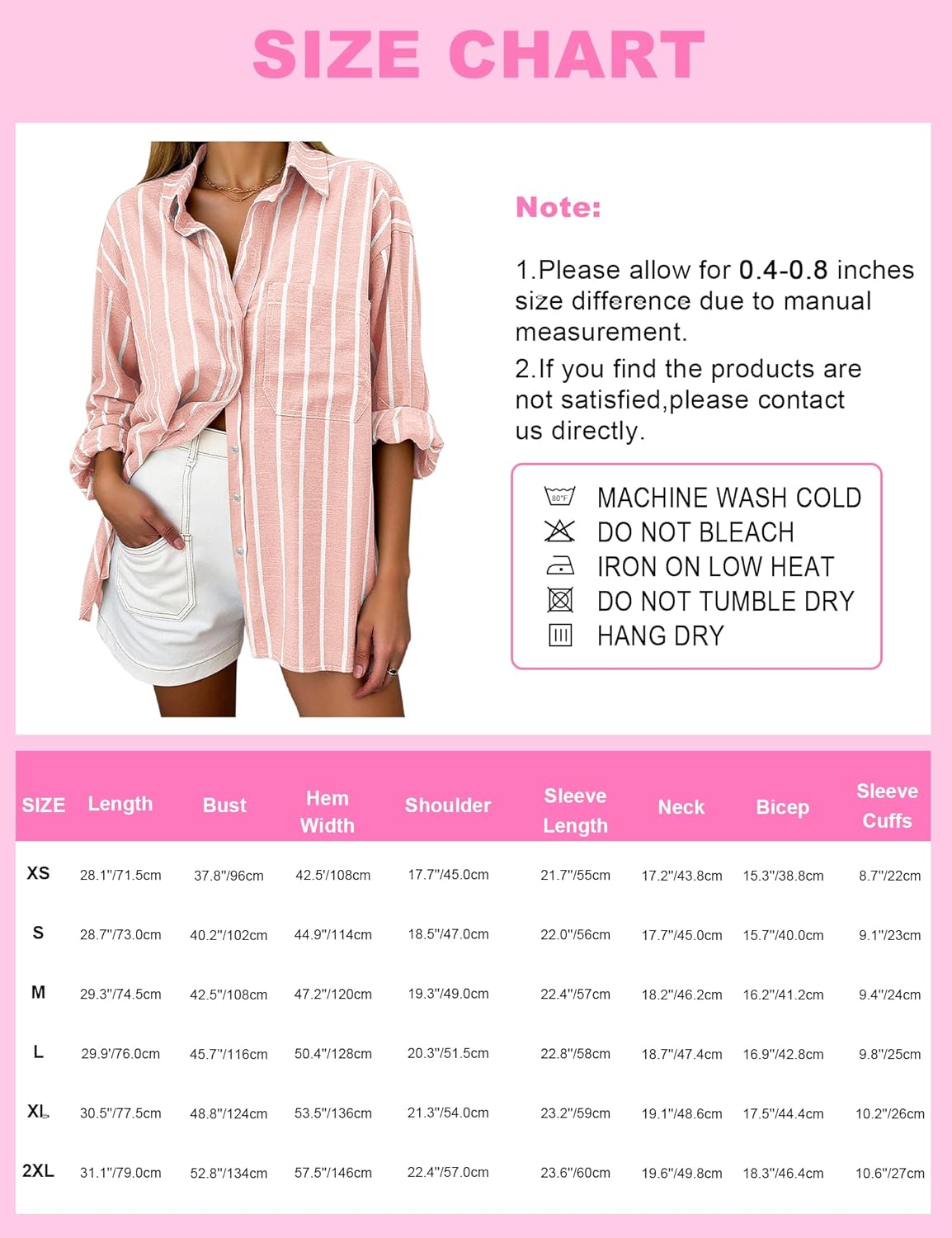 Oversized Button Down Shirts for Women Linen Shirt Long Sleeve Collared Blouses with Pocket Beach Vacation Outfit 2026 - Image 6