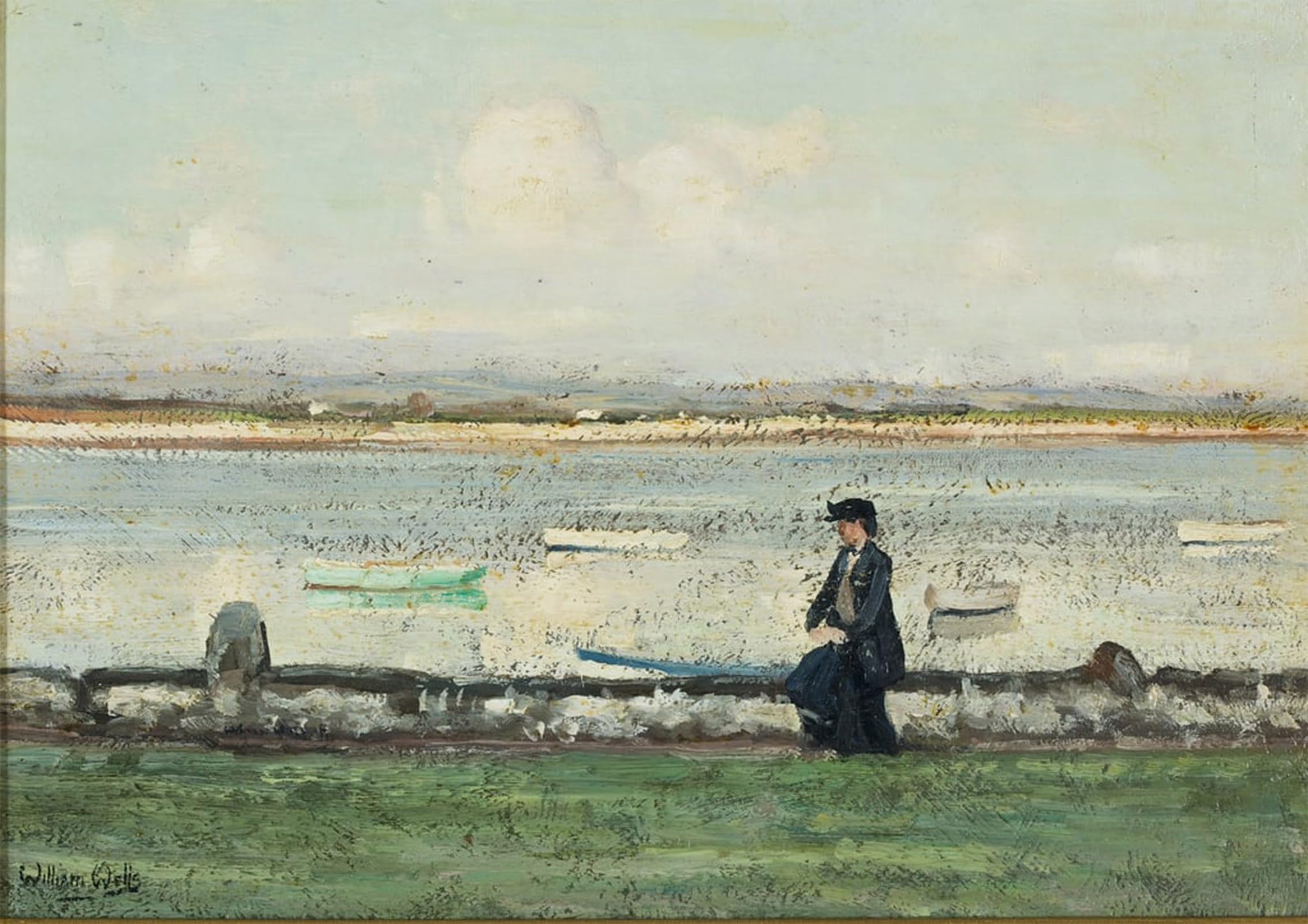 SERENDIPITP Abstract Painting Mural Print Picture Wall Decor Painting the Lune At Sunderland Point by William Page Atkinson Wells Vintage Wall Artwork for Home Decor 60x90cm