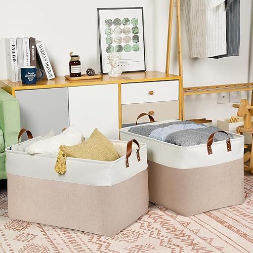 Vista 286 de DULLEMELO Canastas de almacenamiento pequeñas de 15 x 6 x 5.5 pulgadas, contenedores de almacenamiento de tela para tanque de inodoro