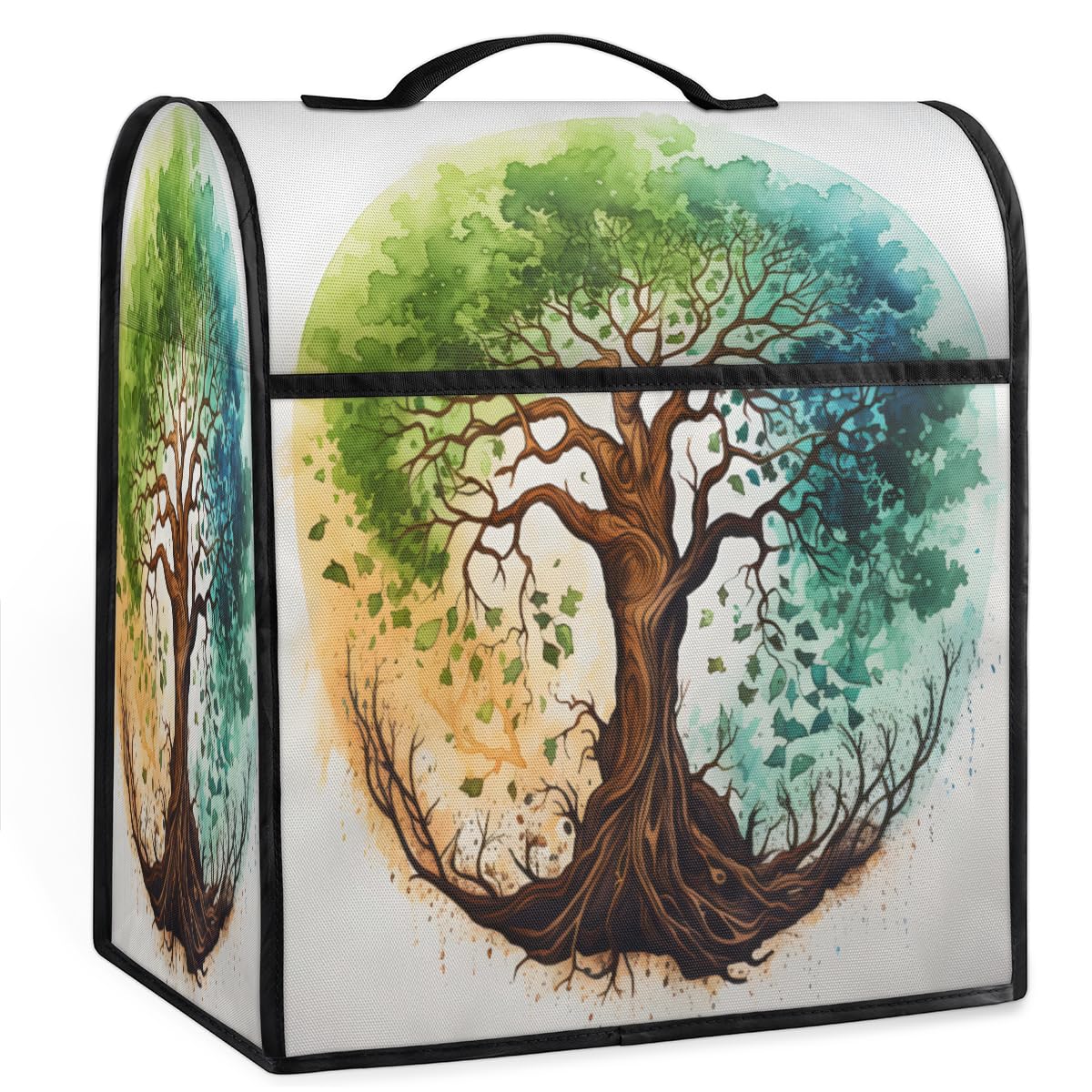 Coffee Maker Cover Watercolor Tree Kitchen Appliance Covers Small Appliance Covers Blender Cover Juicer Cover Dust Covers for Kitchen Appliances with Top Handle and Pockets,Washable,C829