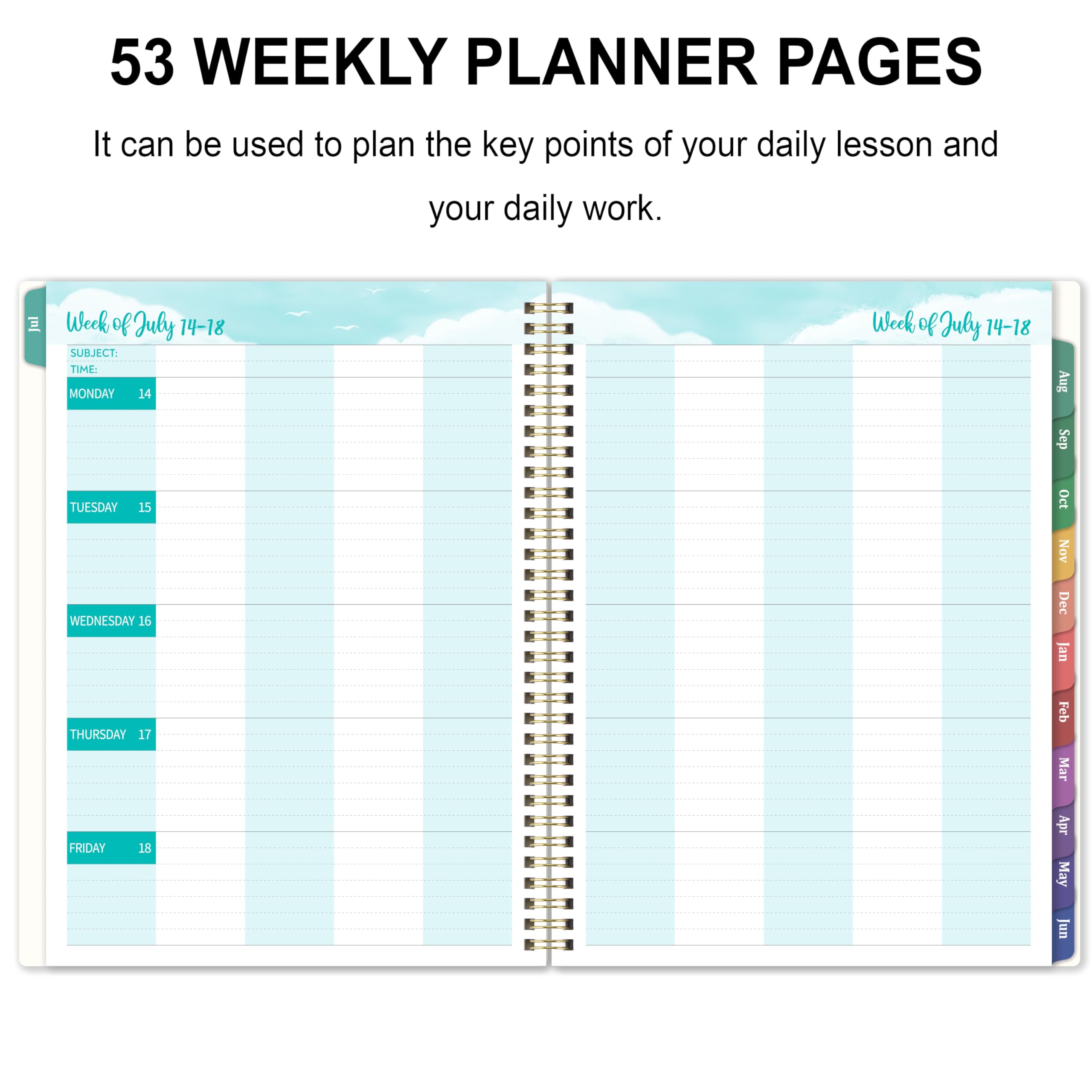 Teacher Planner 2025-2026 - Academic Planner 2025-2026, JUL. 2025 - JUN. 2026, 8.5'' x 11'', with Monthly Coated Tabs + Inner Pocket - Image 4