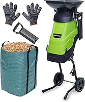 GreenSweep 15A Electric Wood Chipper Shredder Mulcher - Shreds 1.75" Branches, Quiet Compact Garden Tool with Collection Bag