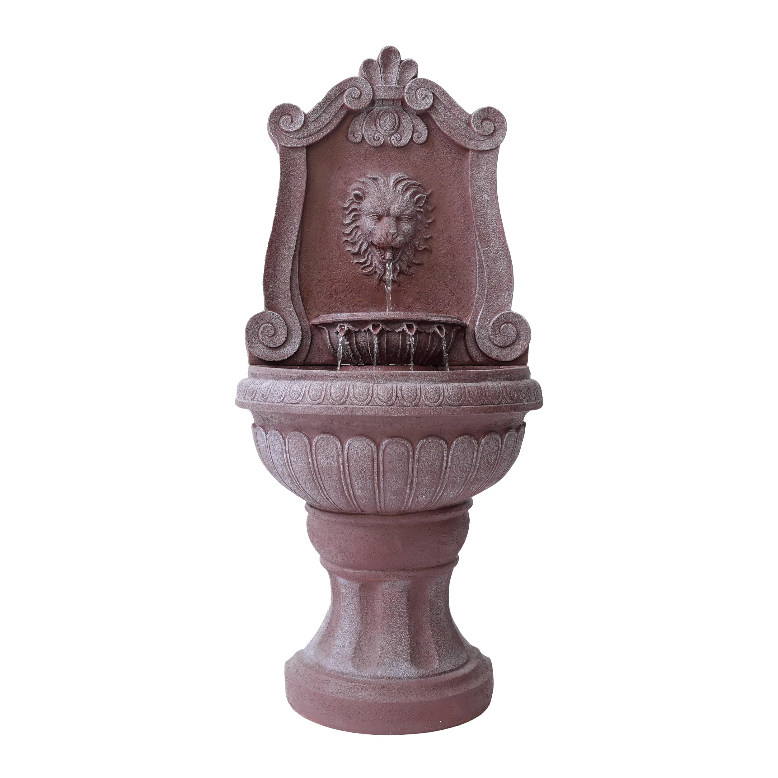 XBrand 52.4" Sandstone Lion Head Floor Fountain