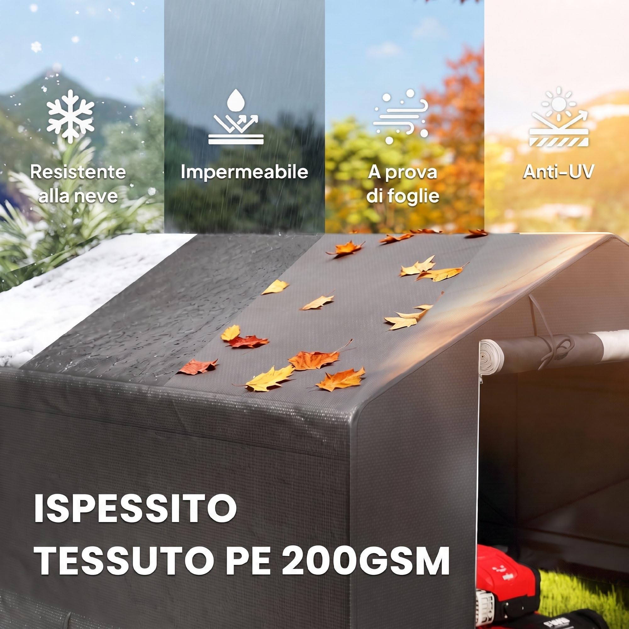 Outsunny Garage Moto per Esterno 3x3m Tenda Garage Impermeabile GrigioScuro | Porta Avvolgibile, Prese d'Aria, per Biciclette e Attrezzi, Metallo e Tessuto PE Anti UV