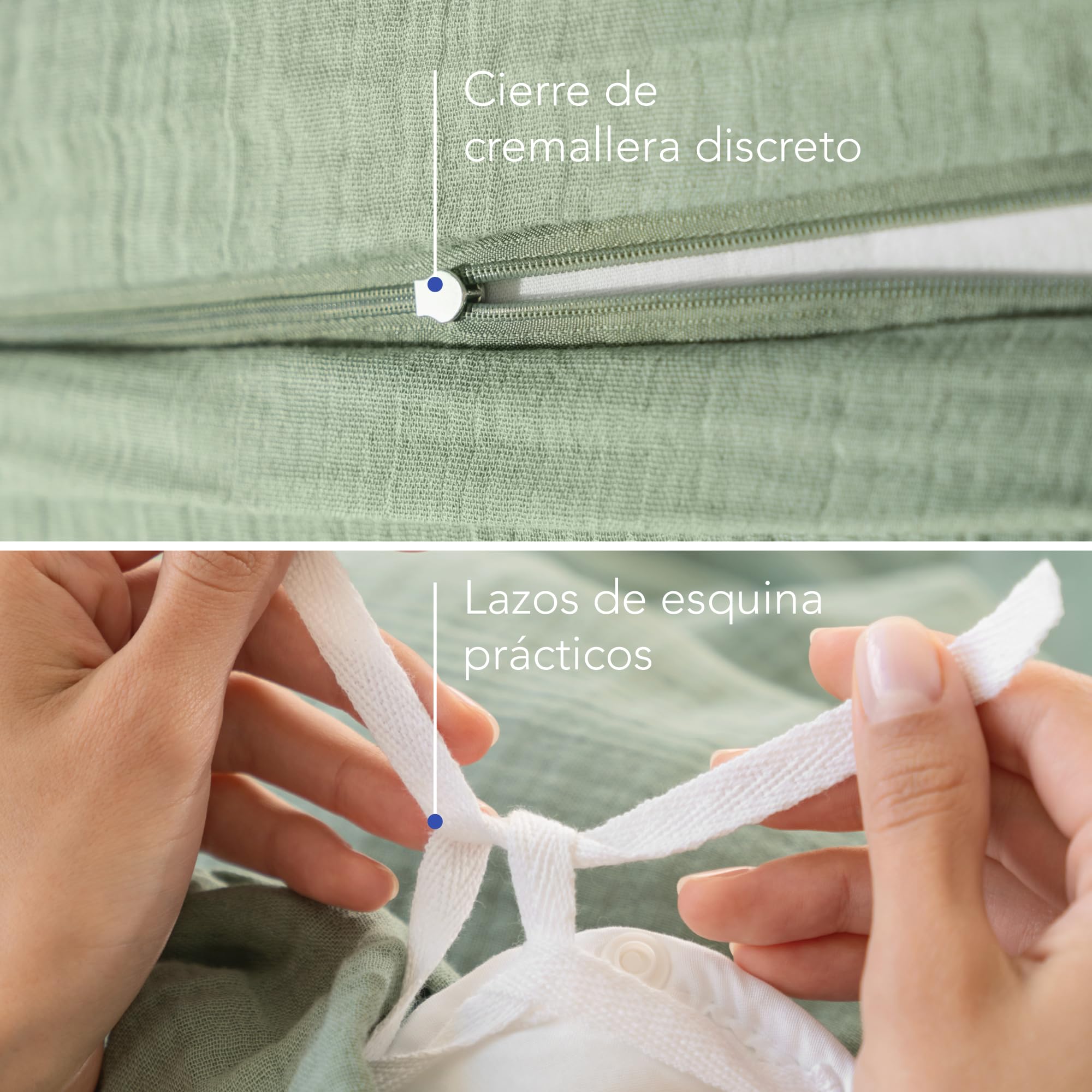 Dreamzie Funda Nordica Cama 200 Algodon - Juego de Cama con Funda de Edredón 220x240 y 2 Fundas de Almohada 80x80 cm - Blanco - Tejido de Muselina - Certificada Oeko-Tex