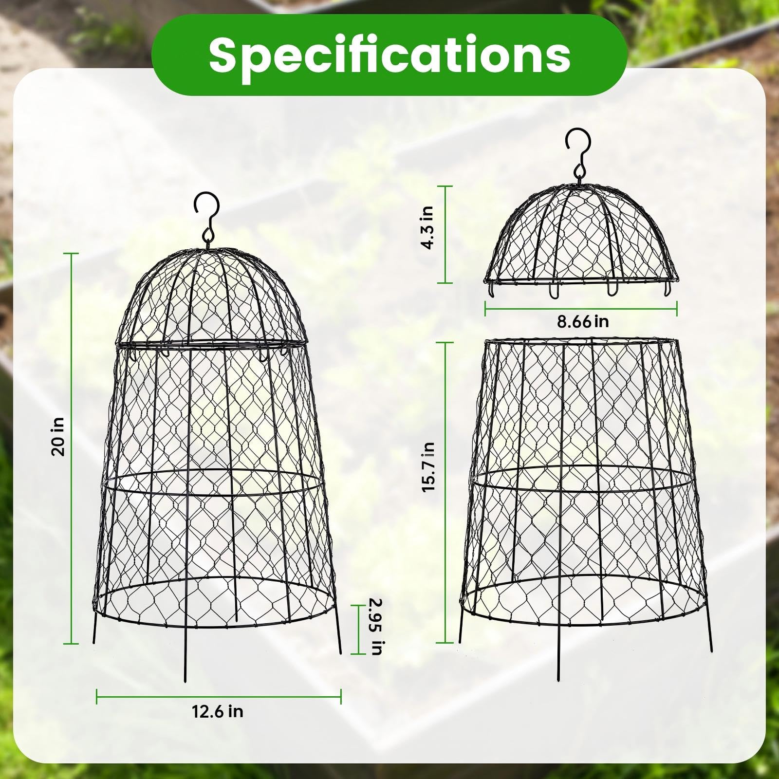 Lot de 12 cloches de jardin pour plantes, 30 x 50 cm de grande taille pour plantes d'extérieur, design fendu et cloche en fil de poulet avec revêtement antirouille, robuste et pas facile à déformer