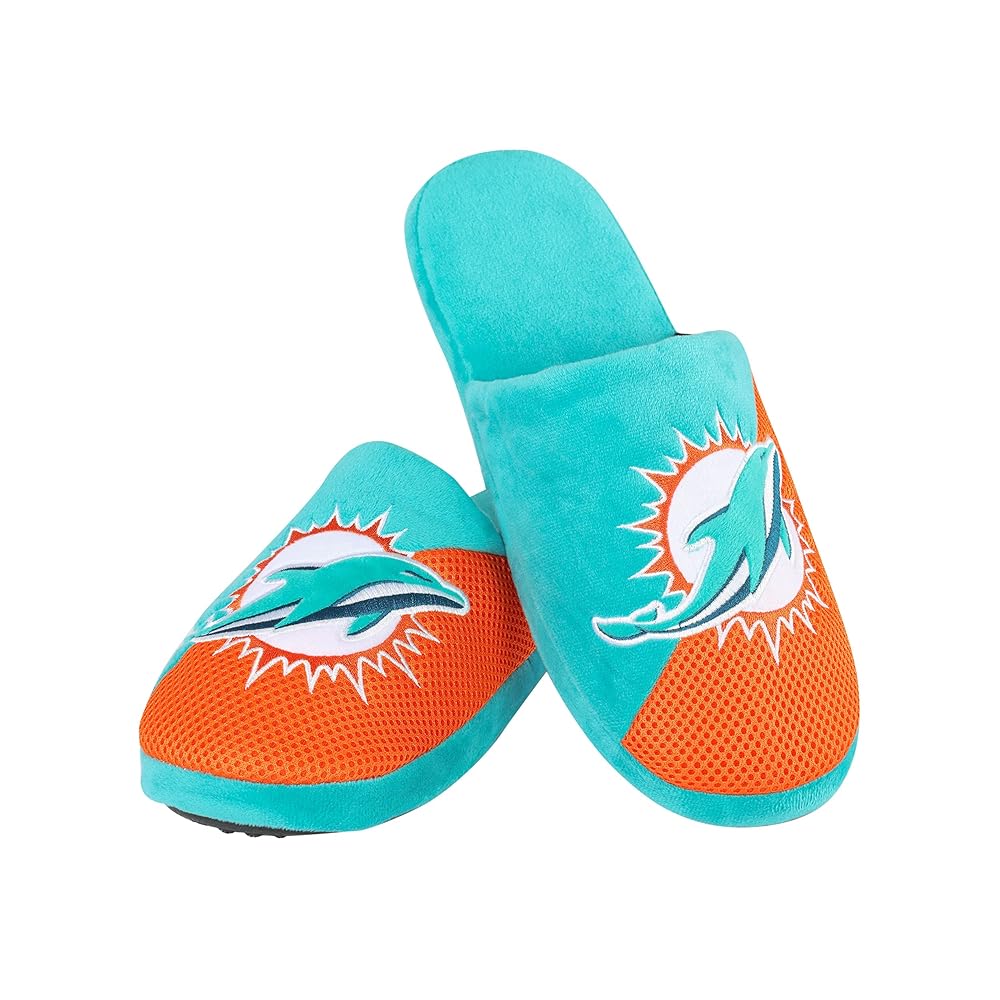 FOCO Miami Dolphins NFL Mens Logo Staycation Slippers - XL