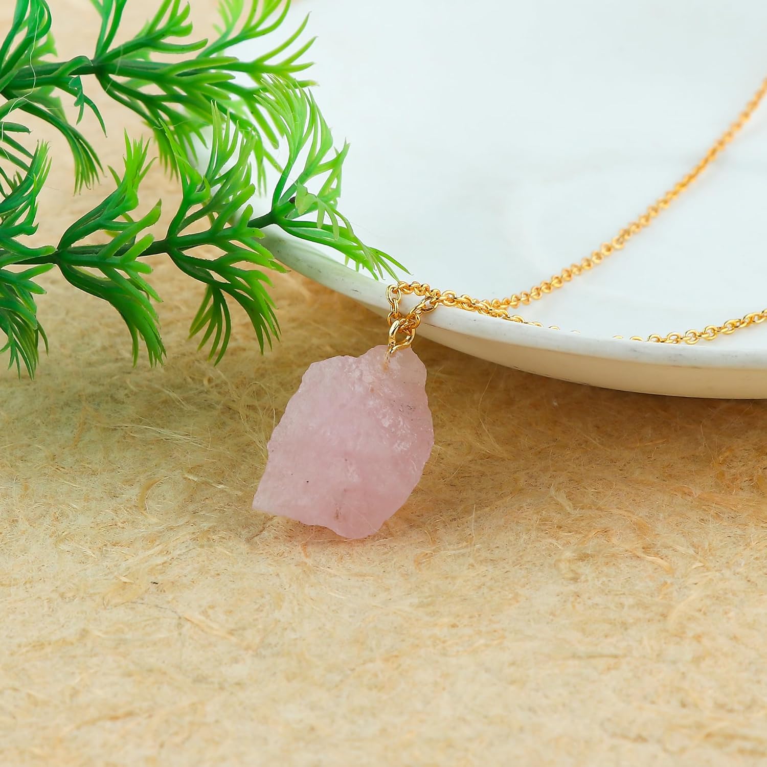 TGH Natural Raw Gemstone Pendant Necklace - Handmade Crystal Stone Jewelry for Women - 16+2 Inch Gold Plated Brass Chain - AAA Grade - Image 2