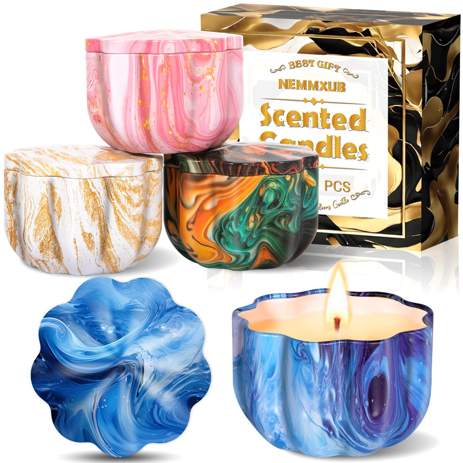 NEMMXUB Velas Perfumadas Juego de 4 piezas Vela Aromática Regalo de Velas de Aromaterapia Cera de Soja Natural,Juegos de Velas para Cumpleaños, Aniversario, Día de la Madre, Navidad, Regalos Mujer